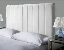 Luxury Plush Velvet Vertical Panel Headboard Upholstered Padded Bed Board