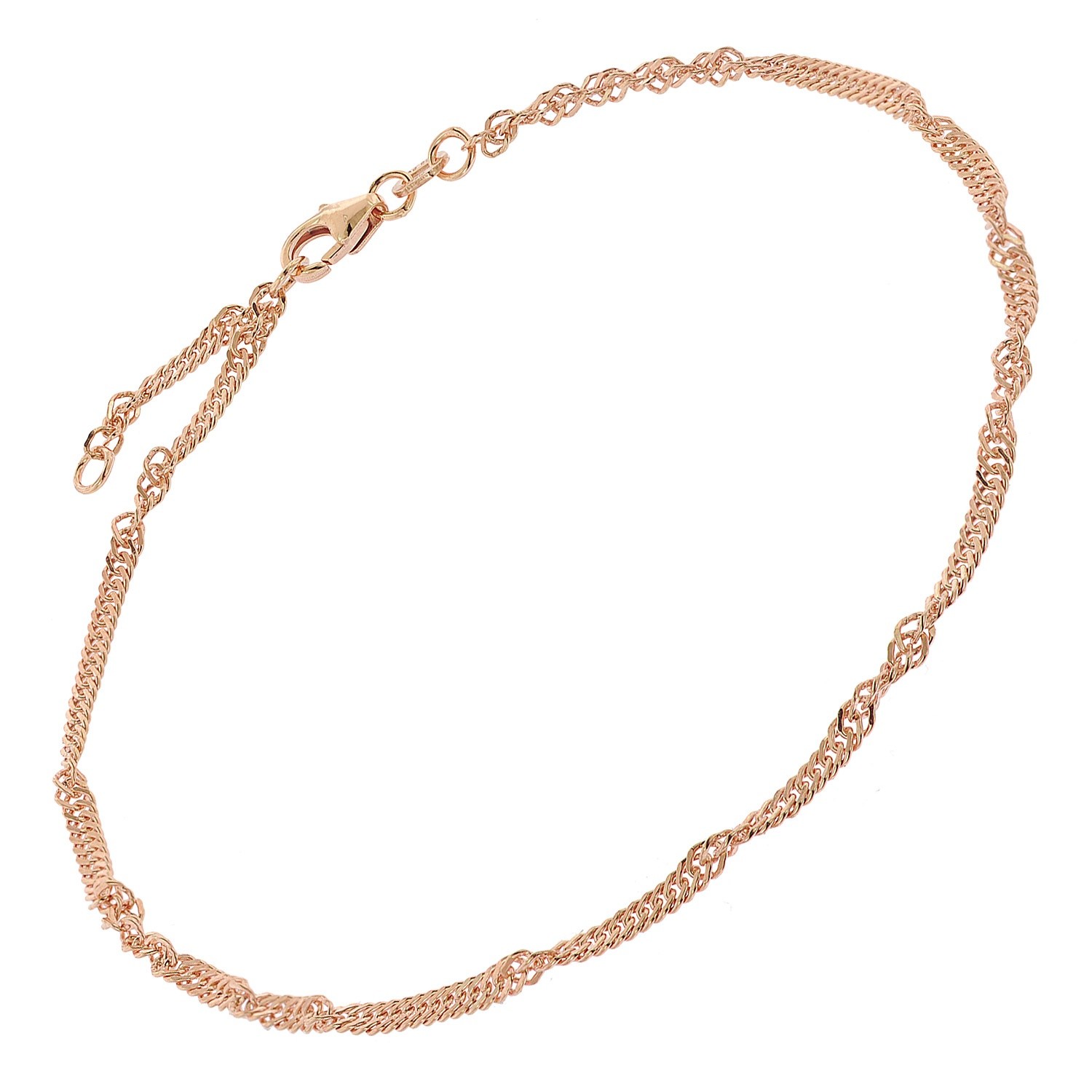 TRENDOR Schmuck Fukette 925 Silber Ros Vergoldet Singapur-Muster Breite 24 mm 8590₽
