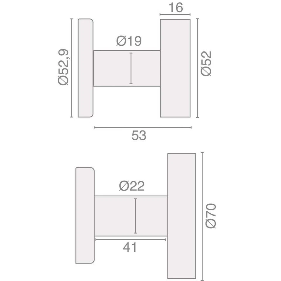 Bouton de porte inox rond plat diamètre 52mm HERACLES B INOX BP01 - Photo 2/3