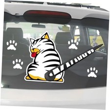 Cute Cat Car Windshield Wiper Sticker Vinyl Art Decal - Funny Cat Waving White