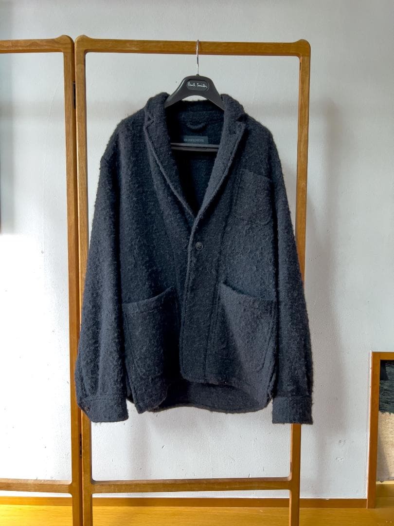 ANN DEMEULEMEESTER Black Alpaca Blend Jacket , Size L Label Warm