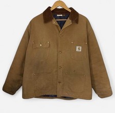Vintage Carhartt 6BLC Chore Coat 46 Brown Duck Blanket Lined USA Made Jacket