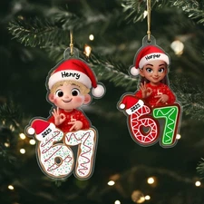 3D Effect Personalized Christmas Ornament, Custom Name 67 Acrylic Flat Ornament