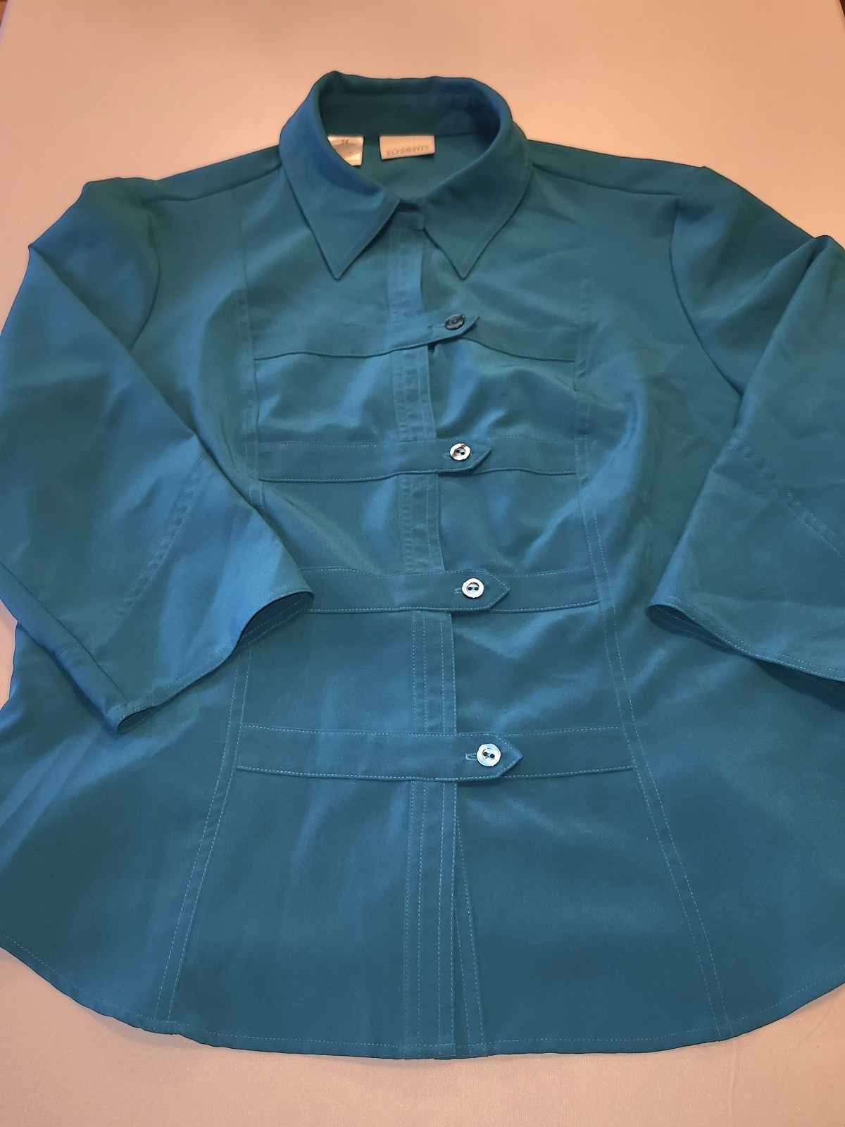 Classic Elements Button Up Womans Blouse Size 14 … - image 2