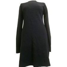 Mink Pink Women's Large Black Dress Knitted Kneelength Cotton Acrylic Longsleevs