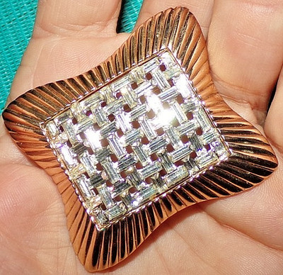 MINTY!! signed Crown Trifari rhinestone pin with all channel set stones--OMG!!