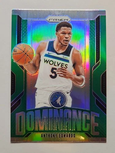 2024-25 Panini Prizm Anthony Edwards #9 Dominance Green Silver Prizm WN