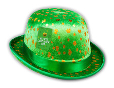 St Patrick's Velvet Gold Foiled Shamrock Hat Green Party Costume Accessory