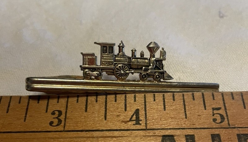 Steam Train Locomotive Engine Vintage HICKOK LARGE Tie Bar Clip