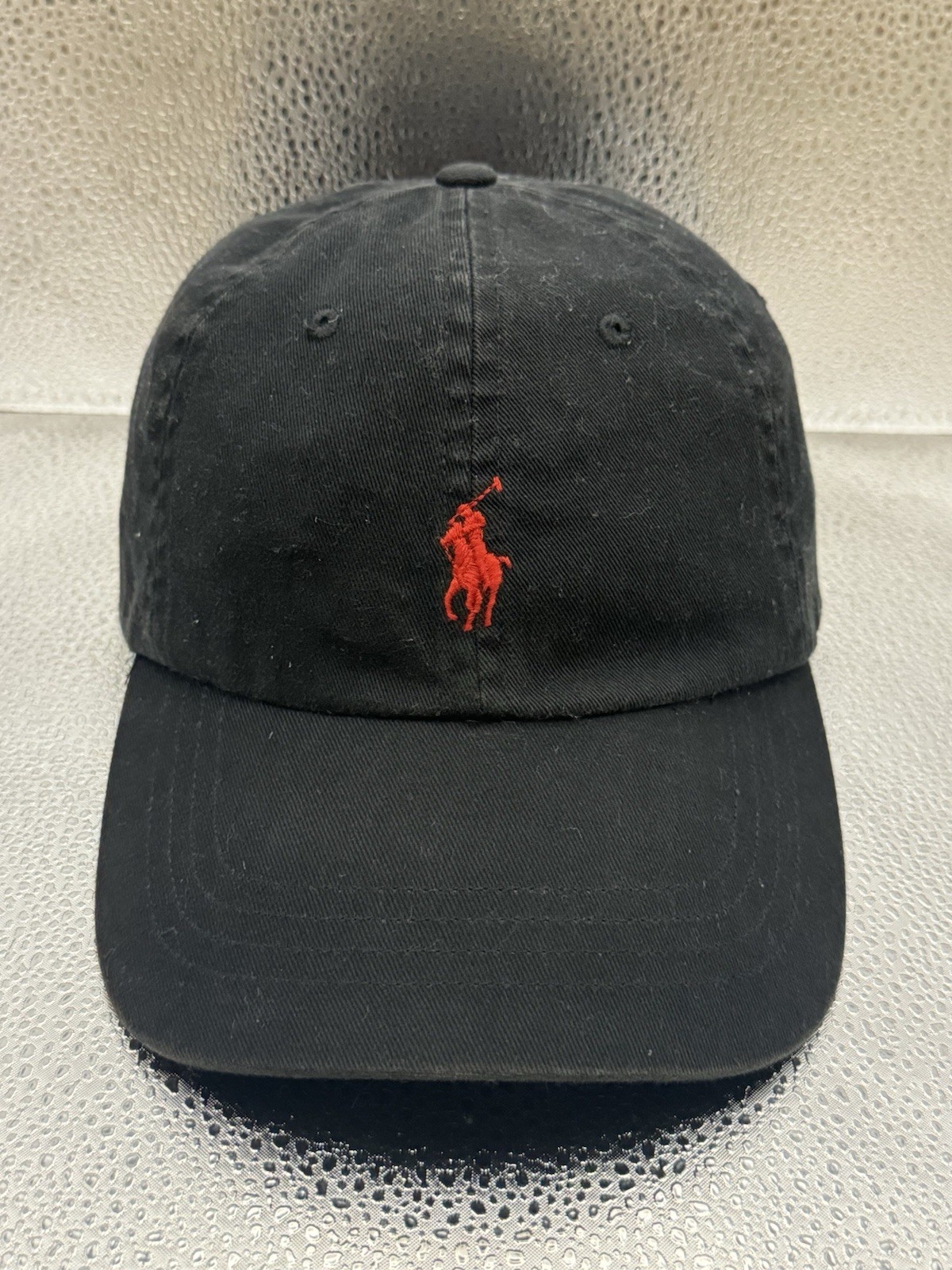 Polo Ralph Lauren cappello berretto cinturino schiena nero rosso pony cotone papà casual