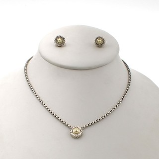 David Yurman Cookie Collection Sterling 14K Necklace Earrings Lot of 2 #S5763 1
