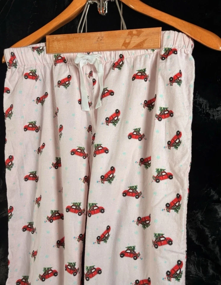 Pantalones de pijama de algodón J.CREW franela para mujer talla L árbol de Navidad rojo camión nuevo sin etiquetas nuevos Foto 4 de 4
