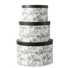 Hat Round Boxes with Lids, Set of 3 Nesting Cardboard Hat Storage, Floral