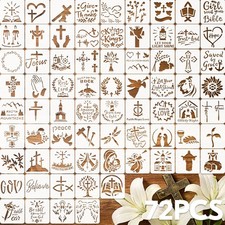 72 Pcs Christian Cross Stencils for Painting Set, Reusable Religious Jesus...