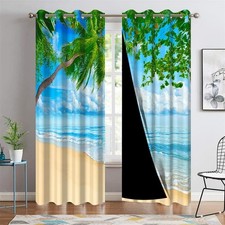 Tropical Beach Theme Home Curtains for Kitchen Living Room Bedroom Decor Coas...