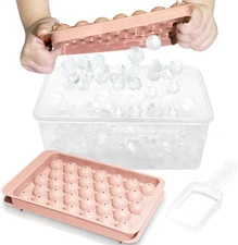 Round Ice Cube Tray with Lid and Storage Bin Reusable Freezer Ice Maker