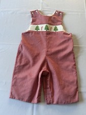 Vintage Baby Christmas Romper 12M Red Gingham Smocked 90s Y2K Holiday