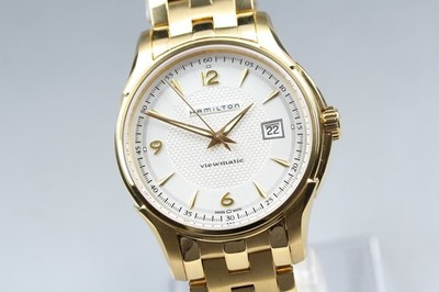 HAMILTON Jazzmaster Viewmatic H325350 vergoldet Automatik Datum 40mm Herrenuhr