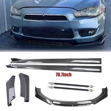 For Mitsubishi Lancer Carbon Side Skirt Extension Front Bumper Lip Splitters