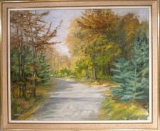 H. NIELSEN! FOREST LANDSCAPE ON A SUNNY AUTUMN DAY