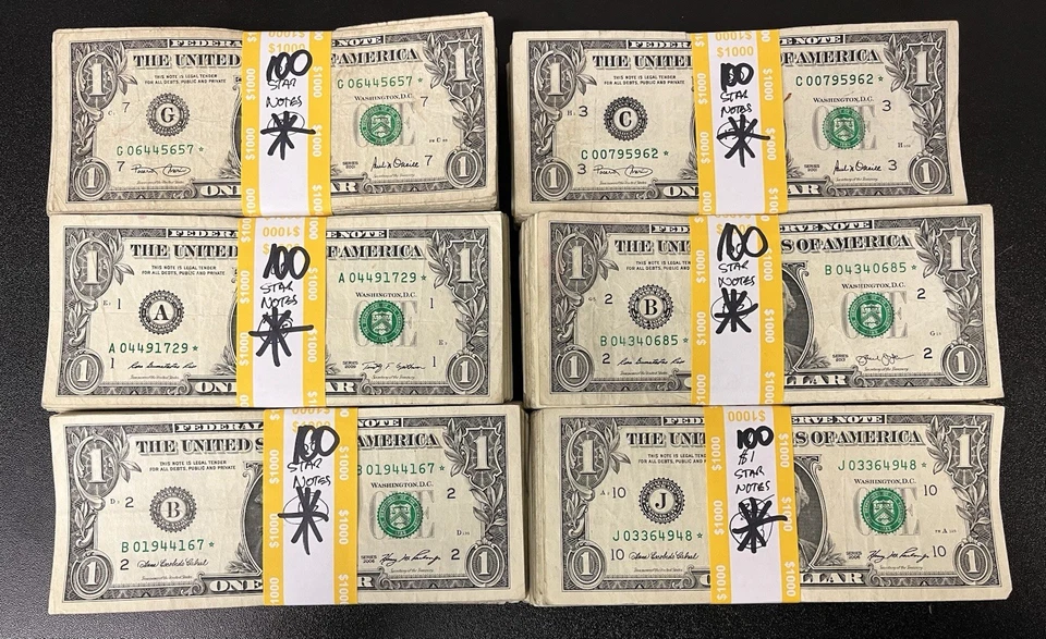 Lot of (100) One Dollar Federal Reserve Notes $1 Bills STAR NOTES 1990s & 2000s - Image 3 of 3