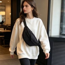 Black Crossbody Belt Bag Adjustable Strap Fanny Pack Waist Bag Minimalist Sporty