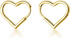 Solid 925 Sterling Silver 1.6CM Heart Hoop Earrings for Women Teens Minimalist H