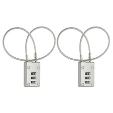 2 Pcs 3 Digit Cable Lock with Combination 11.8" Steel Rope Silver