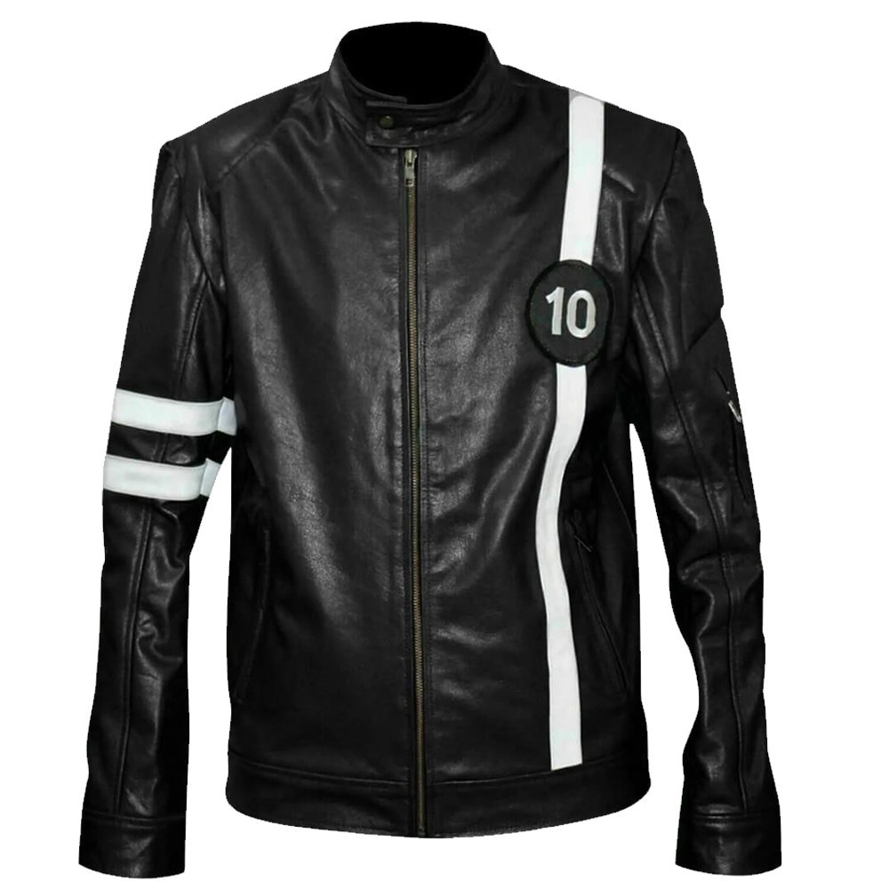 Men's Cosplay Alien Swarm Stylish Jacket New Ben 10 Black Leather Fan Jacket image 2