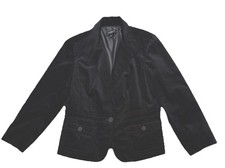 Talbots Black Velvet Blazer Jacket Size 12 Stretch Cotton Career