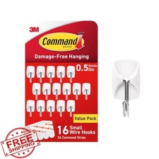 Command Small Wire Hooks 16 Hooks 24 Strips Damage-Free Hanging 0.5 lb 0.83 per strip