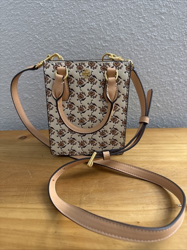 TORY BURCH BLAKE FLORAL PRINTED MINI SHOPPER CROSSBODY CURLY DITSY LOGO NWOT