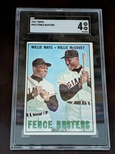 1967 Topps Baseball 423 Willie Mays/Willie McCovey Fence Busters SGC 4 VG-EX