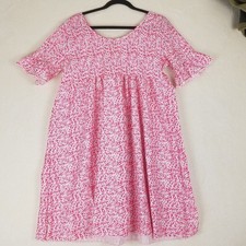 Babydoll Dress Womens 3XL Pink White Floral Excellent Ruffle Sleeve airy