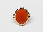 Vintage WELL-MADE 13.4k Gold 16x12mm Carnelian Low-Dome Cabochon Ring Sz 6.5 — photo 4