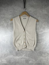 Margaret Howell Cashmere Knit Vest with Button Front Beige Size EU 38