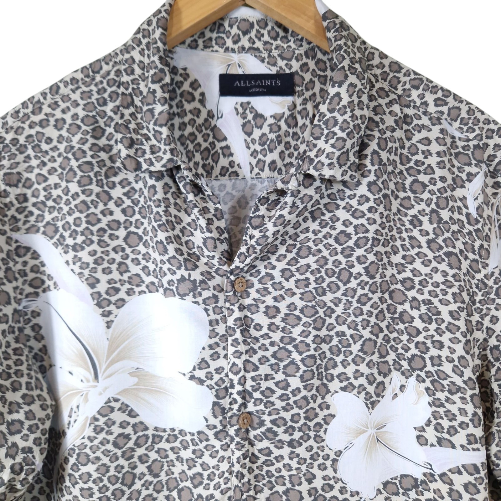 Mens All Saints 'Kuhi' Short Sleeved Viscose Shirt Medium