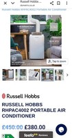 Russell Hobbs Portable Air Conditioner & Dehumidifier 960W - White (RHPAC4002)