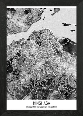 Kinshasa DR Congo City Map Framed Wall Art Poster Canvas Print Picture