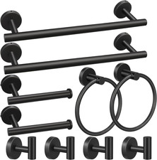 10Pcs Matte Black Bathroom Hardware Set