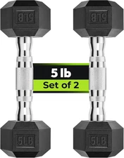 Hex Dumbbell Set, 2.5-65 Lb Rubber Encased Exercise & Fitness Dumbbells, Weights