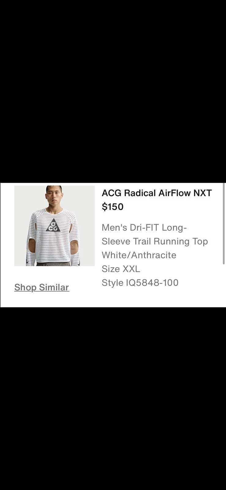 Size 2XL - Nike ACG Radical AirFlow Mesh Long Sleeve Crew Neck Tee