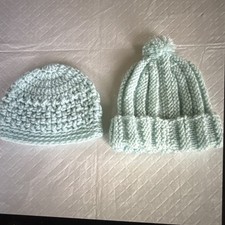 Handmade, Crochet, Newborn Hat, Aqua Blue