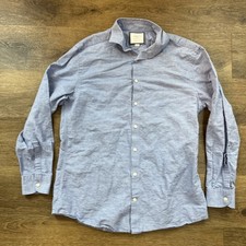 Charles Tyrwhitt Blue Pinpoint Button Up Dress Shirt 16 1/2 34 Slim