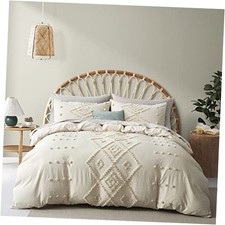 Tufted Duvet Cover King Size, Soft and Lightweight Duvet King 104" 90" Beige