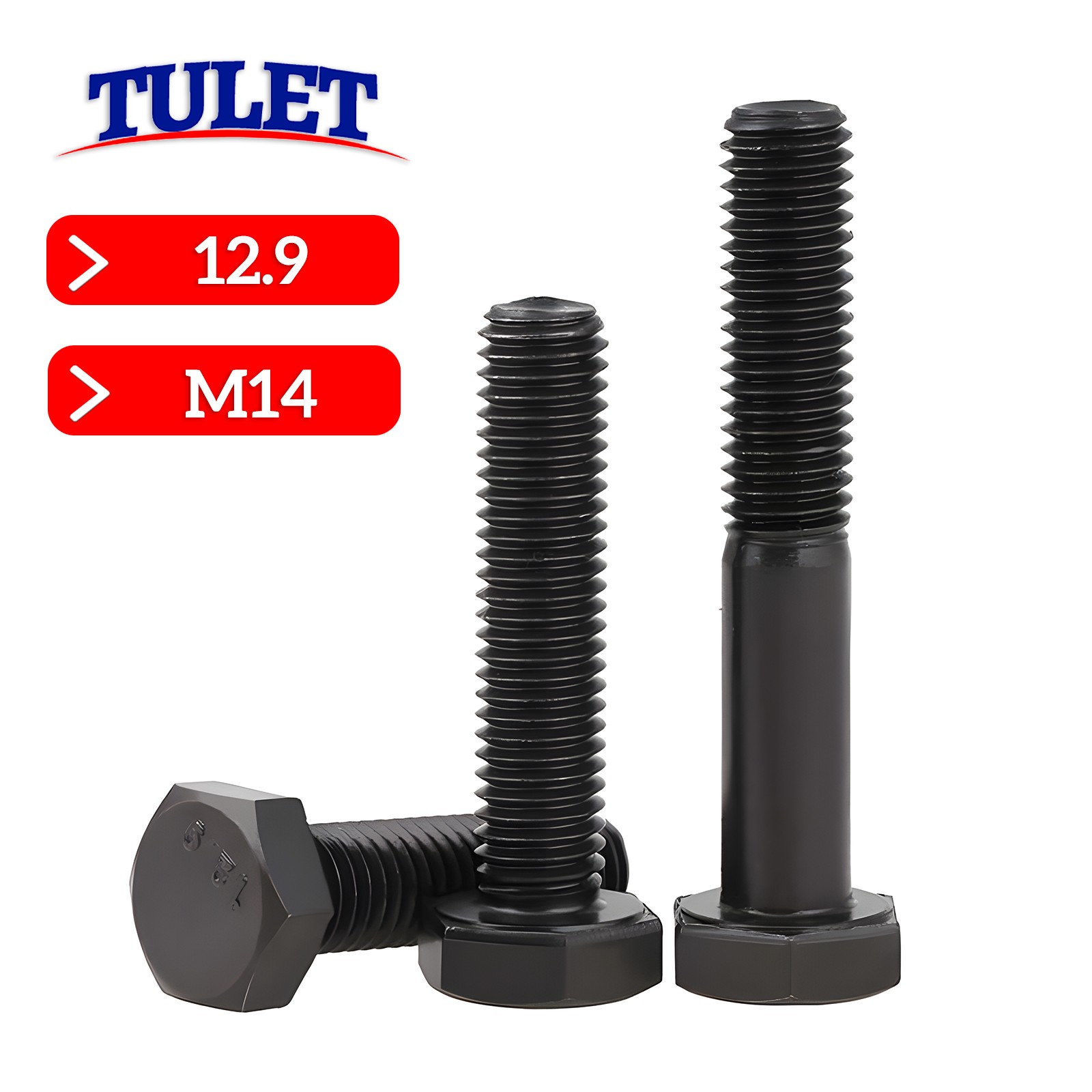 M14 DIN 931 / 933 12.9 acero tornillos hexagonales máquinas tornillos roscados M14x