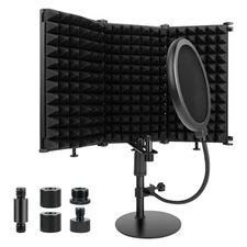 Microphone Isolation Shield, 3 Panels Sound Proof Mic Shield 3P(15.9"x9.9" )