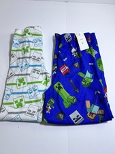 Minecraft Boys Pajama Pants Set Size 6 Blue Fleece White Ribbed 2-Piece NWT PJs
