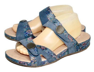 ROMIKA Fidschi 22 Slide Casual Sandal Women Size 11 Blue Pink Floral 11022