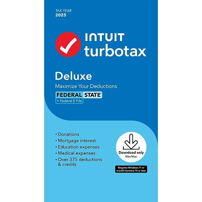 2025 TURBOTAX DELUXE FEDERAL & STATE , WINDOWS & MAC , DOWNLOAD ONLY